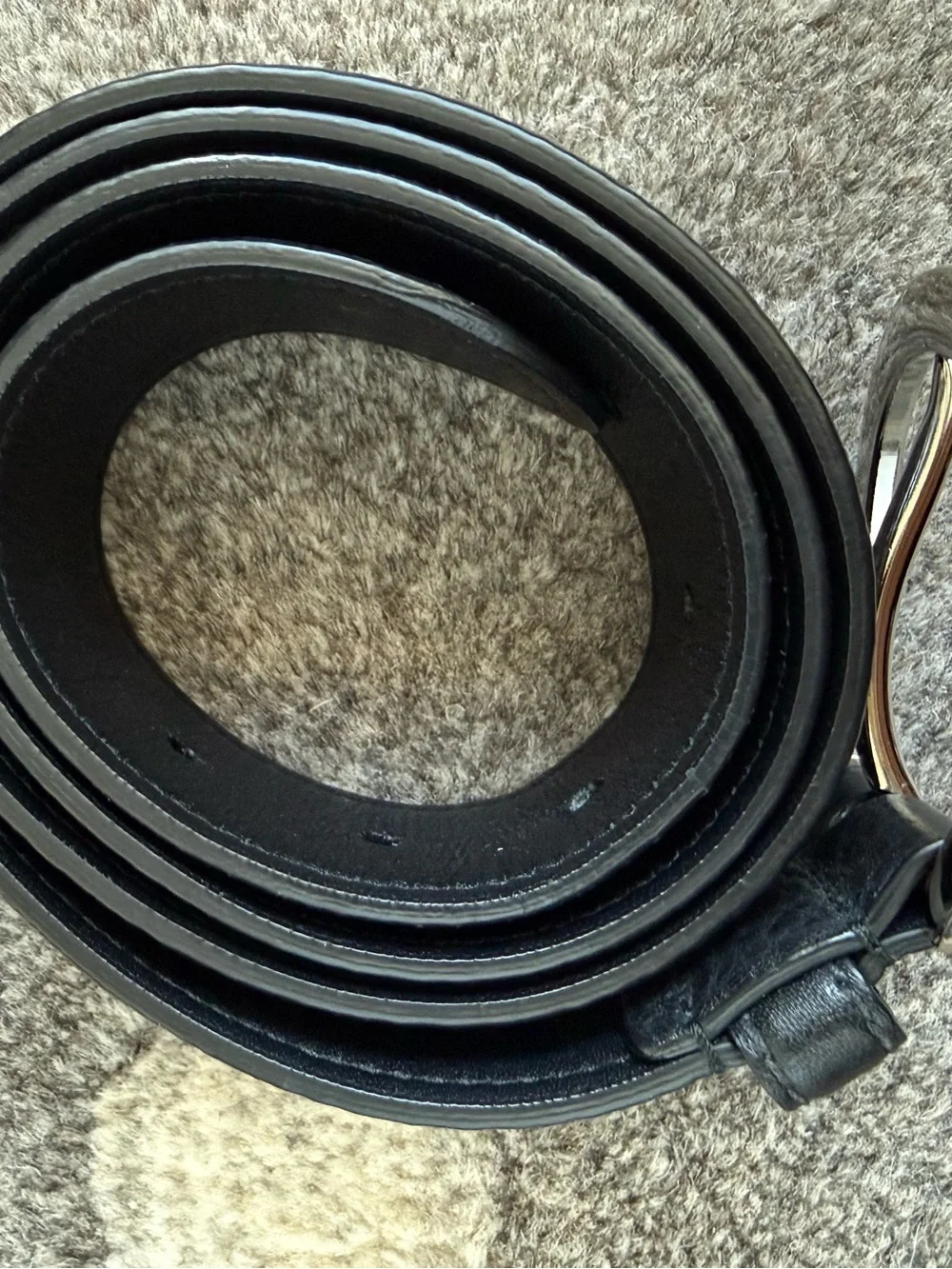 Prada Black Leather Belt with Silver O-Ring Buckle